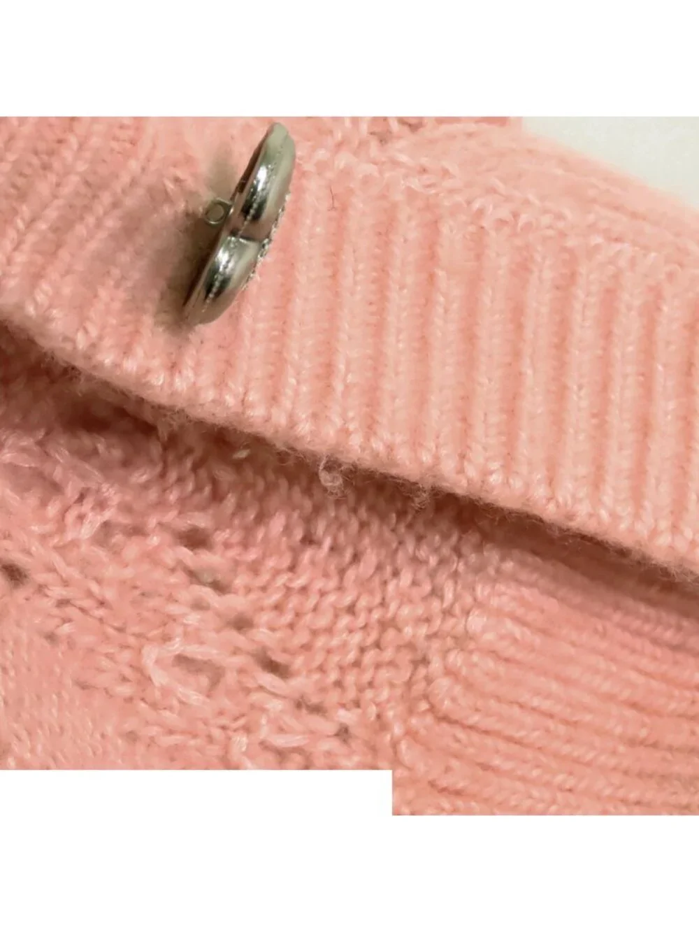 Chanel Knit Cardigan Pink Coco Heart Button Top